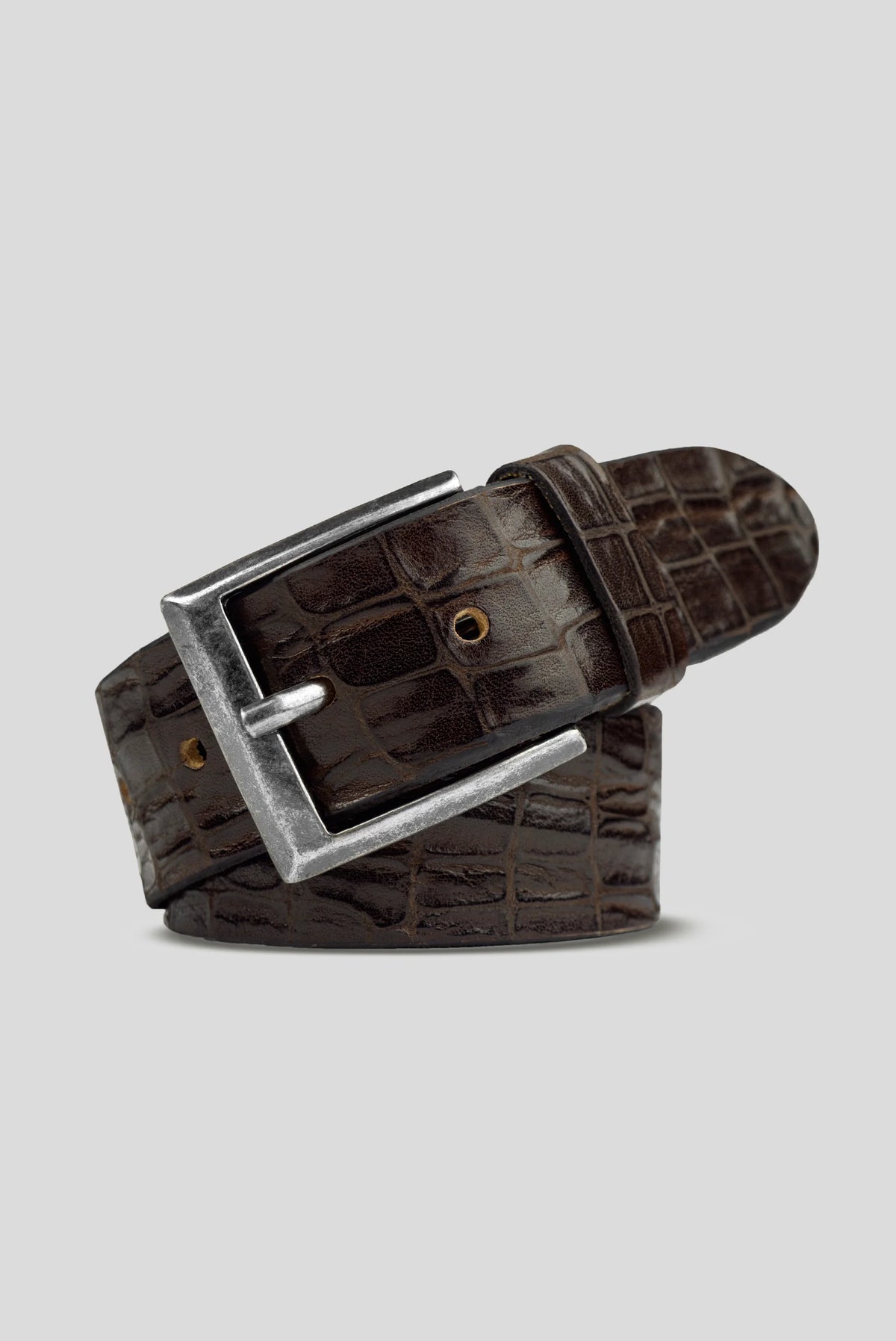 615 Meyer Hand Made Leather Crocodile Print Casual Belt • CROCODILE LOOK. Available in 2 Shades