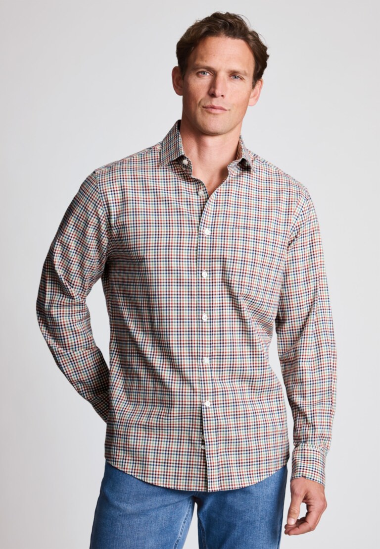 Regular Fit Multicolour Tattersall Check Cotton Shirt