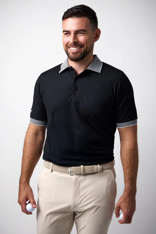 Mens Micro Stripe Collar Cuff Performance Hatton Pique Shirt