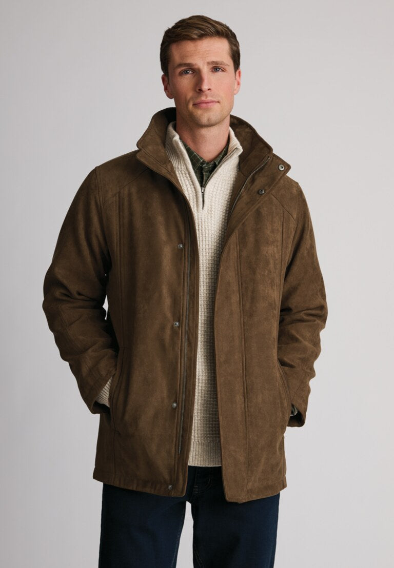 Niven Dark Sand Faux Suede Padded Jacket