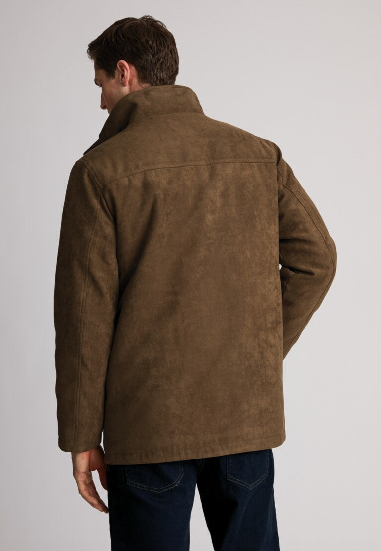 Niven Dark Sand Faux Suede Padded Jacket