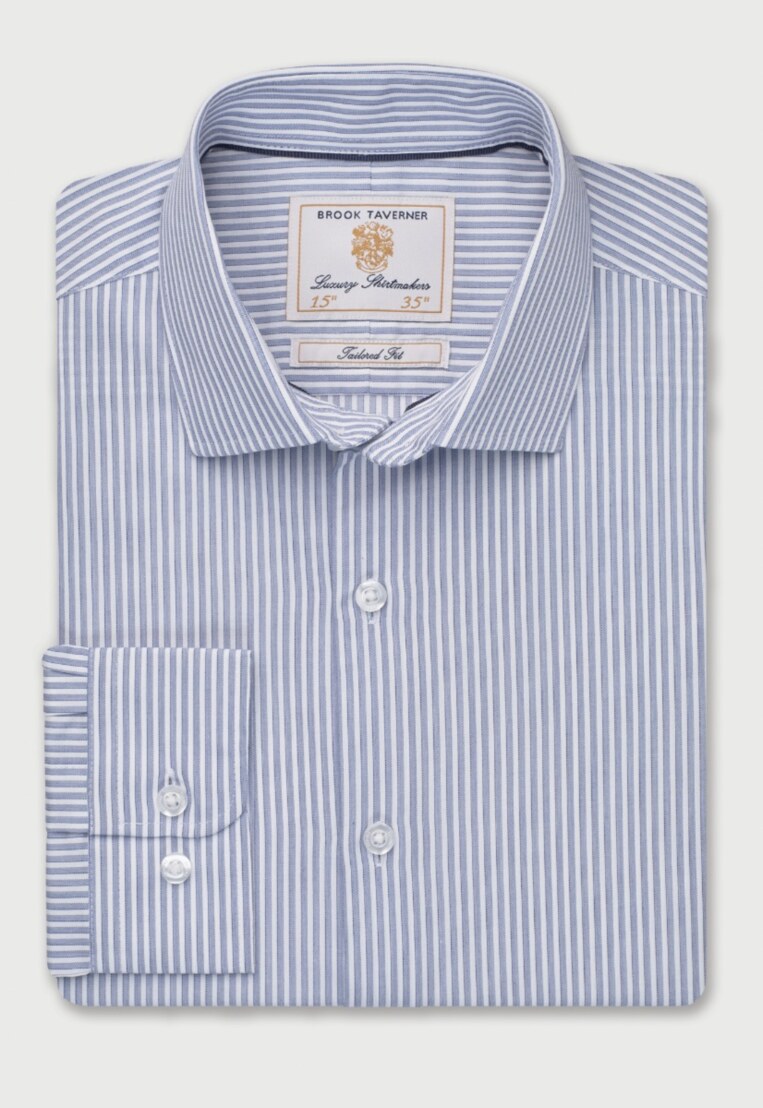 Regular Fit Blue Stripe Cotton Shirt