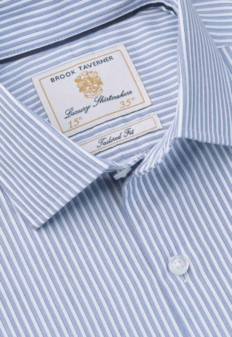 Regular Fit Blue Stripe Cotton Shirt
