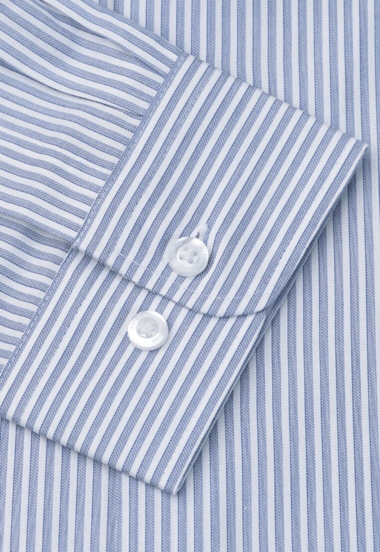 Regular Fit Blue Stripe Cotton Shirt