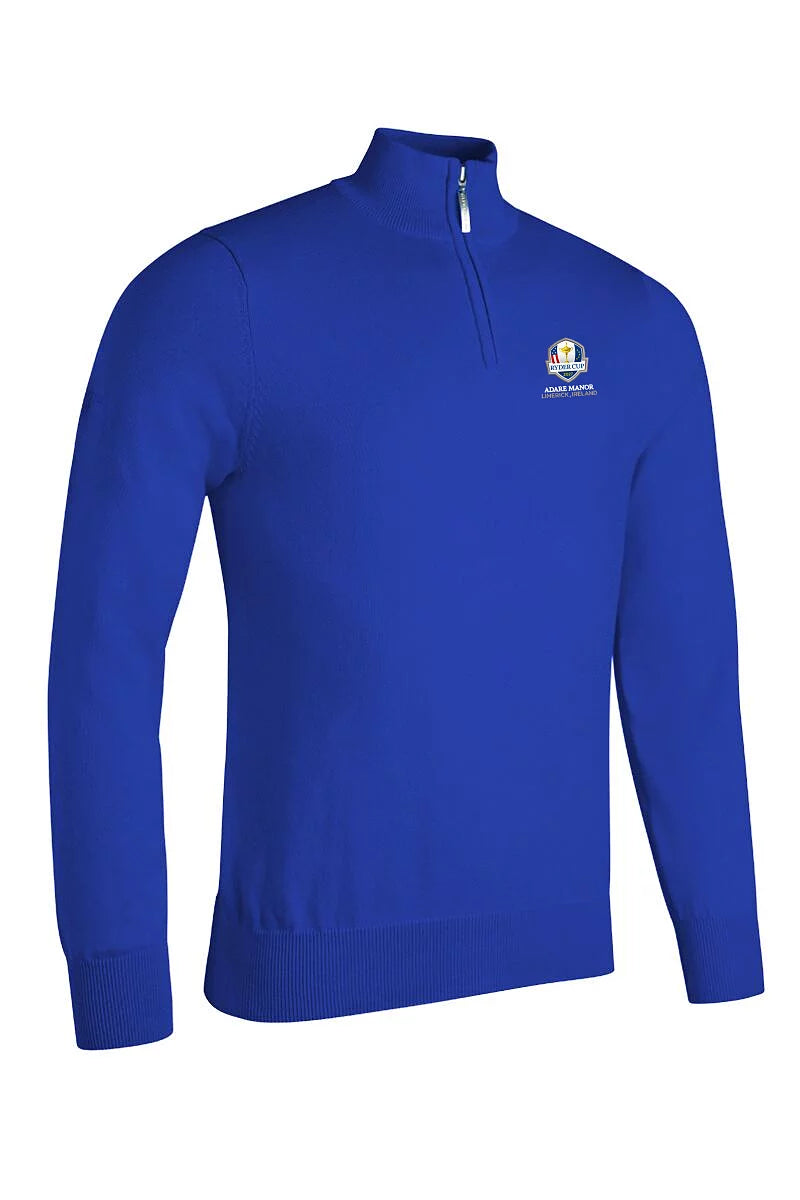 Official Ryder Cup 2027 Mens Quarter Zip Lightweight Cotton Devon Golf Sweater