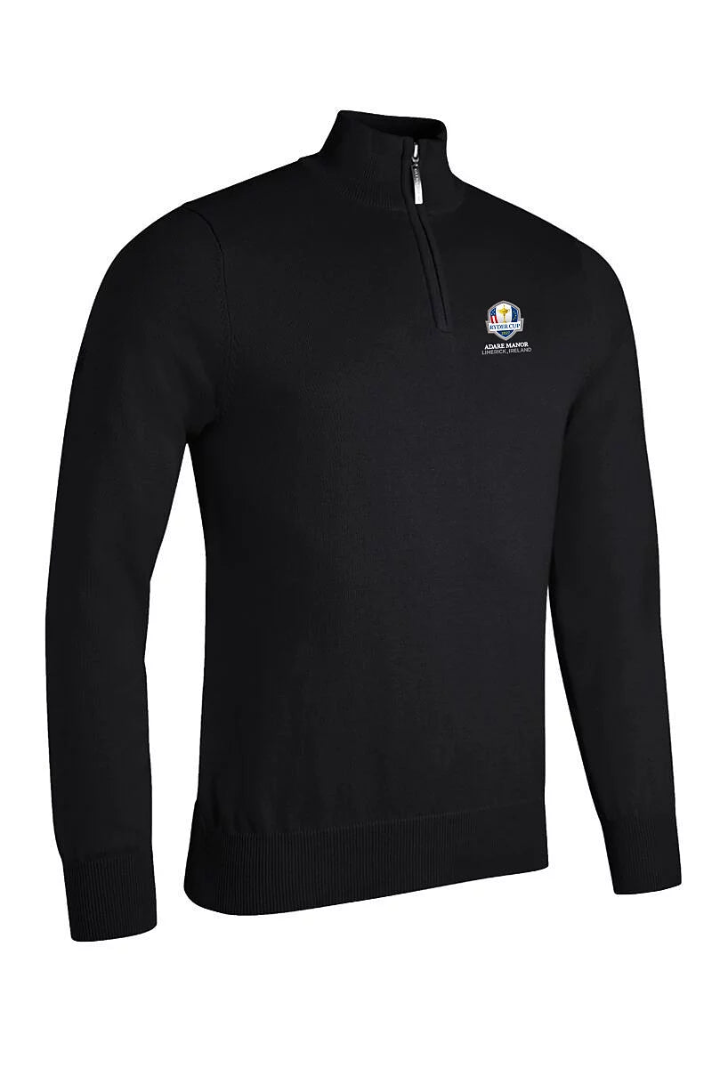 Official Ryder Cup 2027 Mens Quarter Zip Lightweight Cotton Devon Golf Sweater