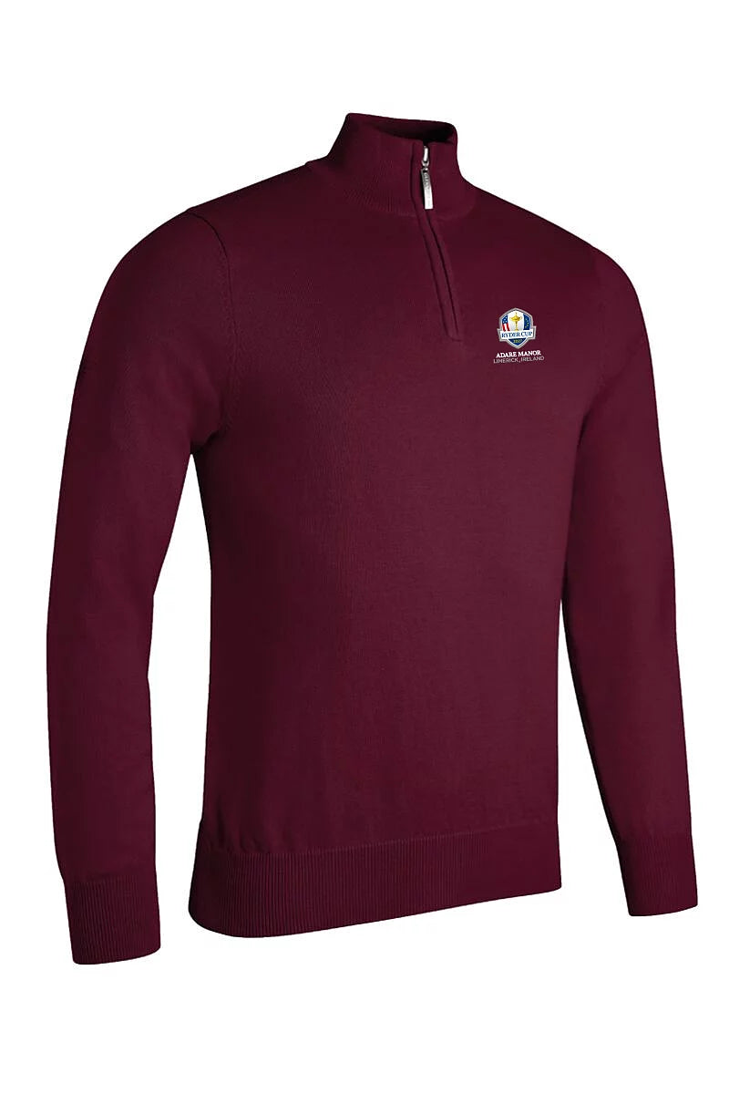 Official Ryder Cup 2027 Mens Quarter Zip Lightweight Cotton Devon Golf Sweater