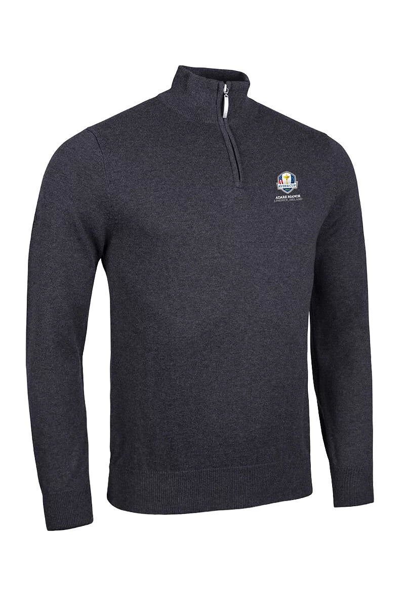 Official Ryder Cup 2027 Mens Quarter Zip Lightweight Cotton Devon Golf Sweater