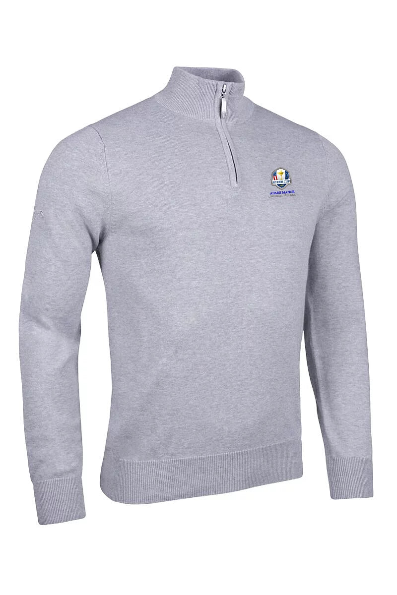 Official Ryder Cup 2027 Mens Quarter Zip Lightweight Cotton Devon Golf Sweater