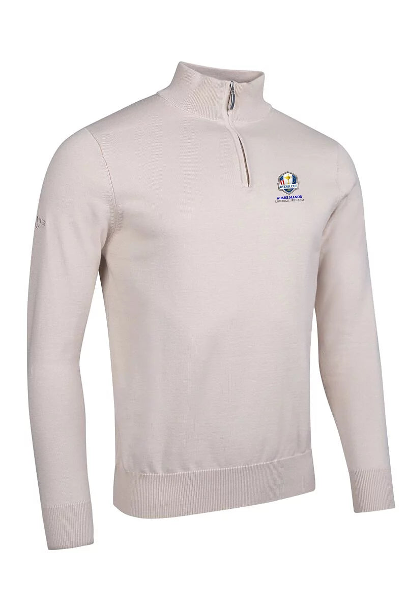 Official Ryder Cup 2027 Mens Quarter Zip Lightweight Cotton Devon Golf Sweater