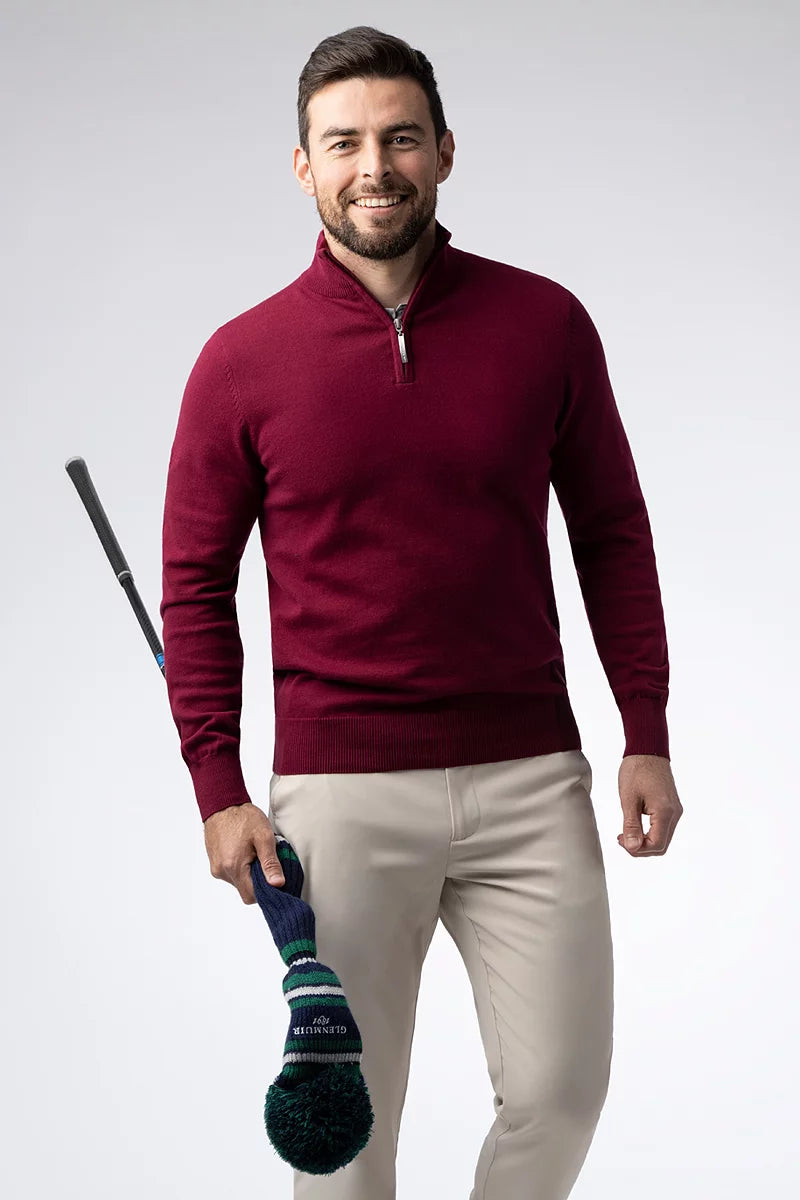 Official Ryder Cup 2027 Mens Quarter Zip Lightweight Cotton Devon Golf Sweater
