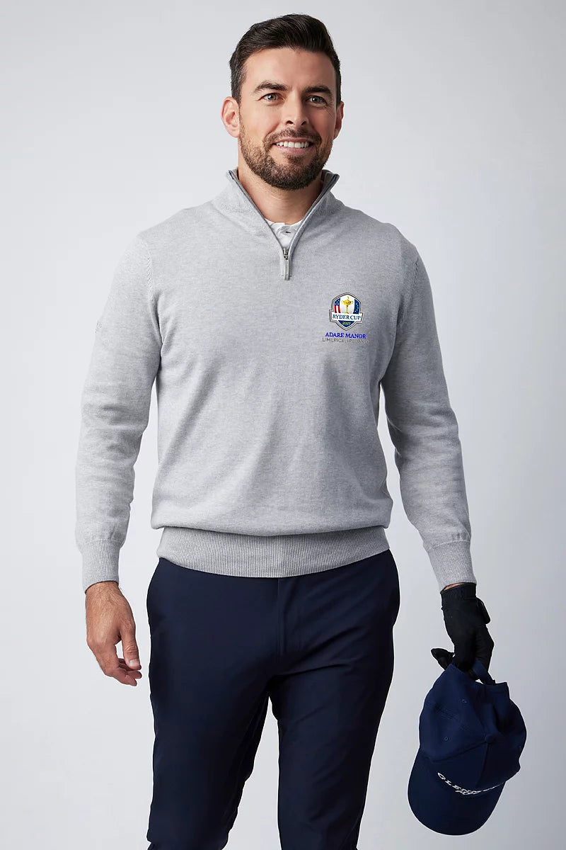 Official Ryder Cup 2027 Mens Quarter Zip Lightweight Cotton Devon Golf Sweater