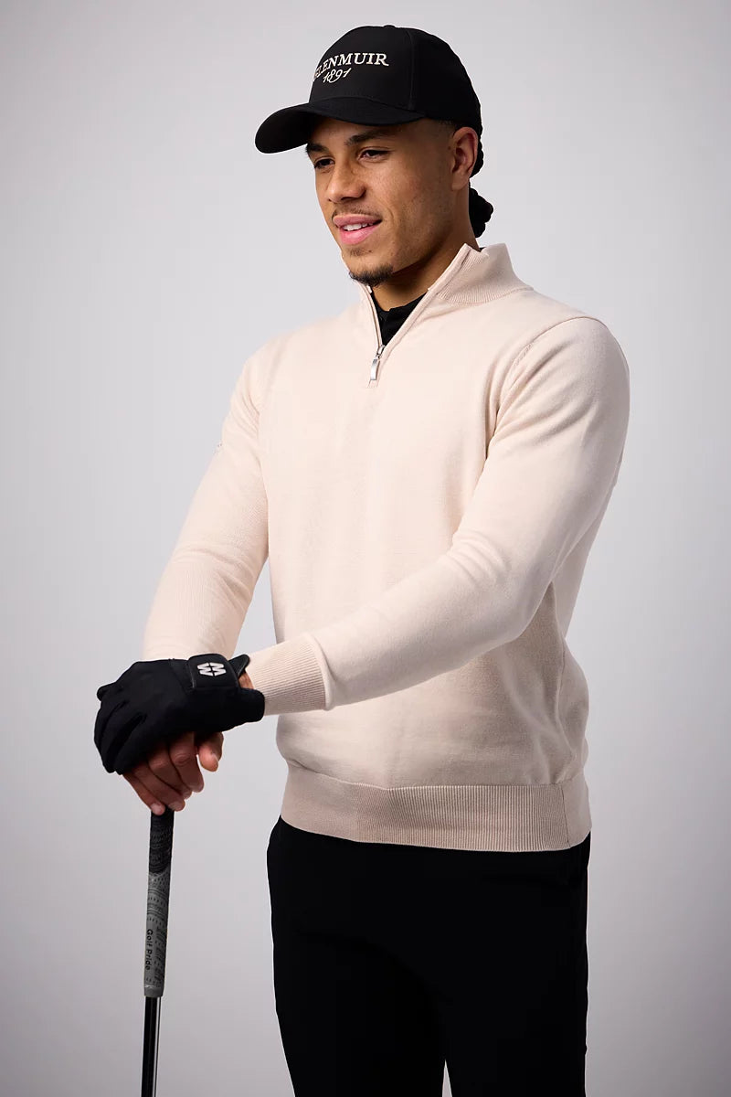 Mens Denver Quarter Zip Cotton Lightweight Golf Sweater