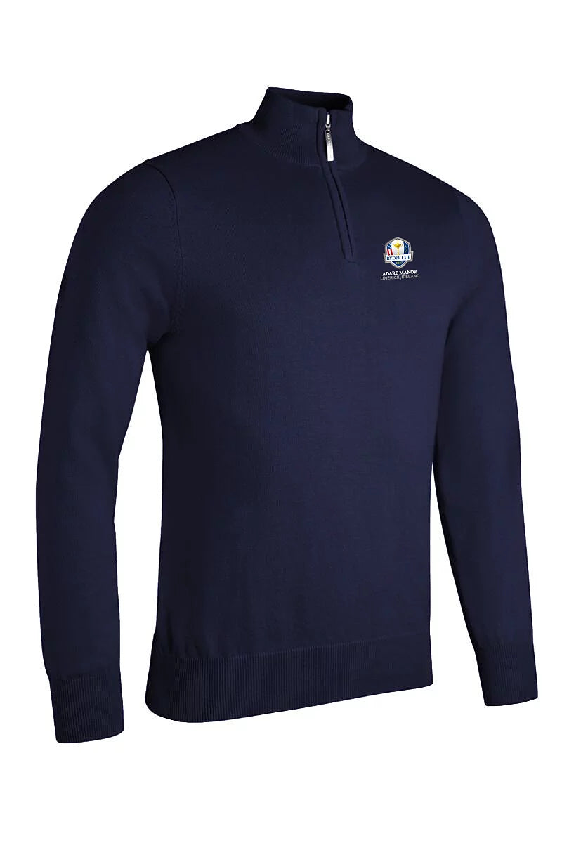 Official Ryder Cup 2027 Mens Quarter Zip Lightweight Cotton Devon Golf Sweater