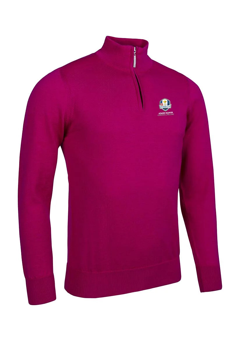 Official Ryder Cup 2027 Mens Quarter Zip Lightweight Cotton Devon Golf Sweater