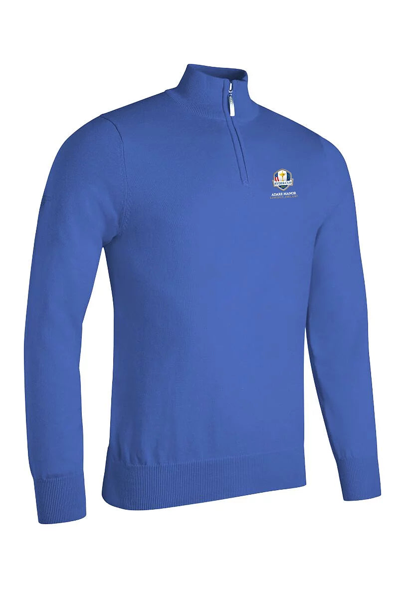 Official Ryder Cup 2027 Mens Quarter Zip Lightweight Cotton Devon Golf Sweater