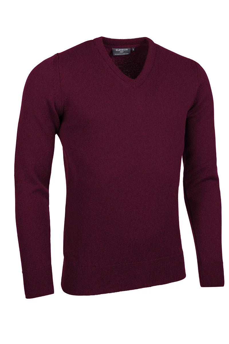 Mens Lomand V Neck Lambswool Midweight Golf Sweater