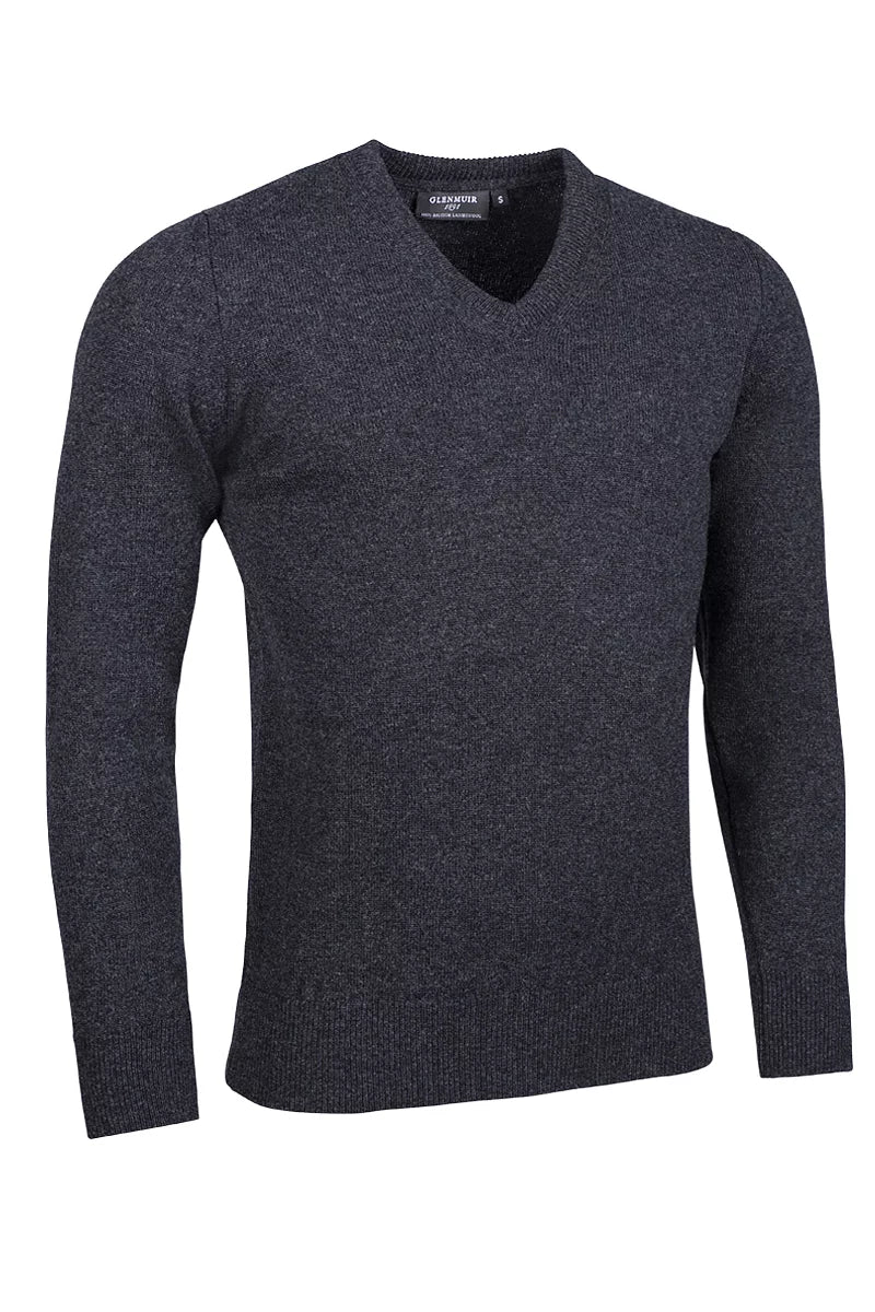 Mens Lomand V Neck Lambswool Midweight Golf Sweater