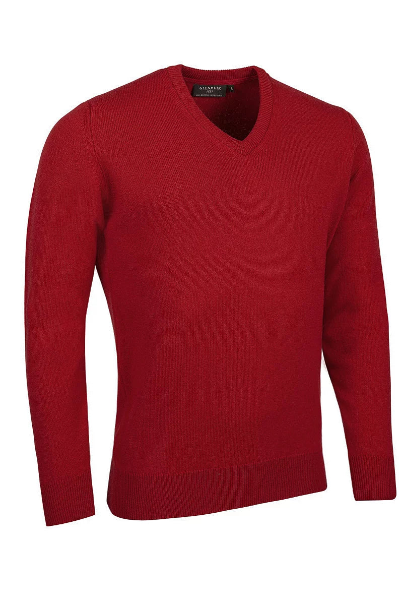 Mens Lomand V Neck Lambswool Midweight Golf Sweater