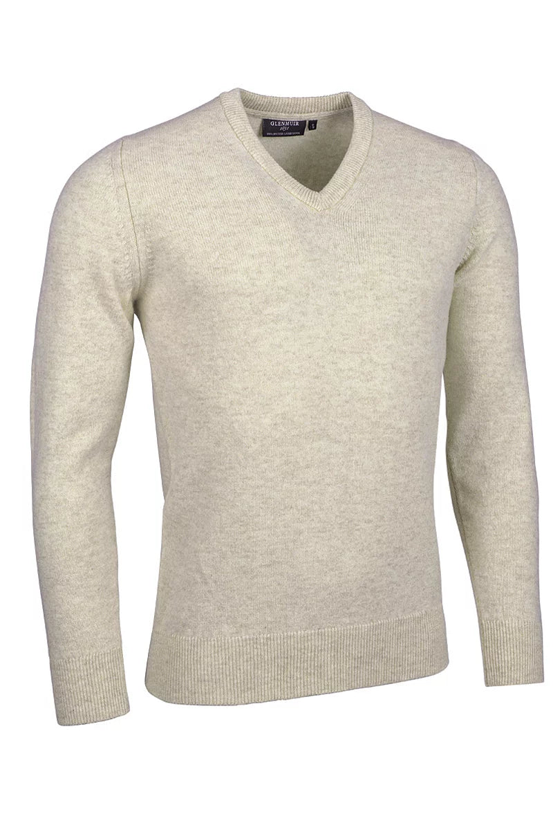 Mens Lomand V Neck Lambswool Midweight Golf Sweater