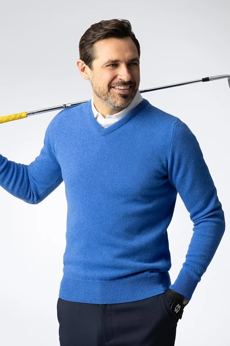 Mens Lomand V Neck Lambswool Midweight Golf Sweater
