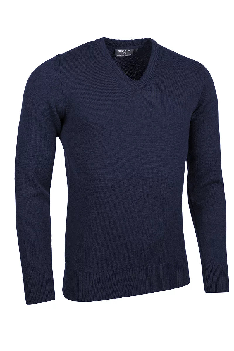 Mens Lomand V Neck Lambswool Midweight Golf Sweater