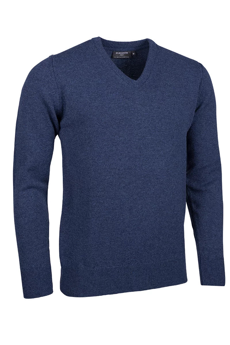 Mens Lomand V Neck Lambswool Midweight Golf Sweater
