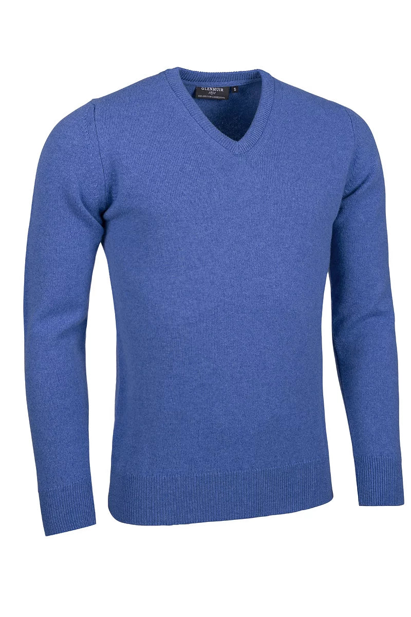 Mens Lomand V Neck Lambswool Midweight Golf Sweater