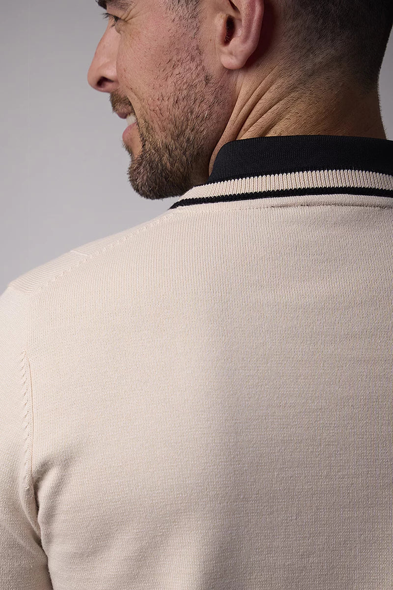 Mens Ratho crew Neck Vertical Stitch Cotton Lightweight Golf Sweater