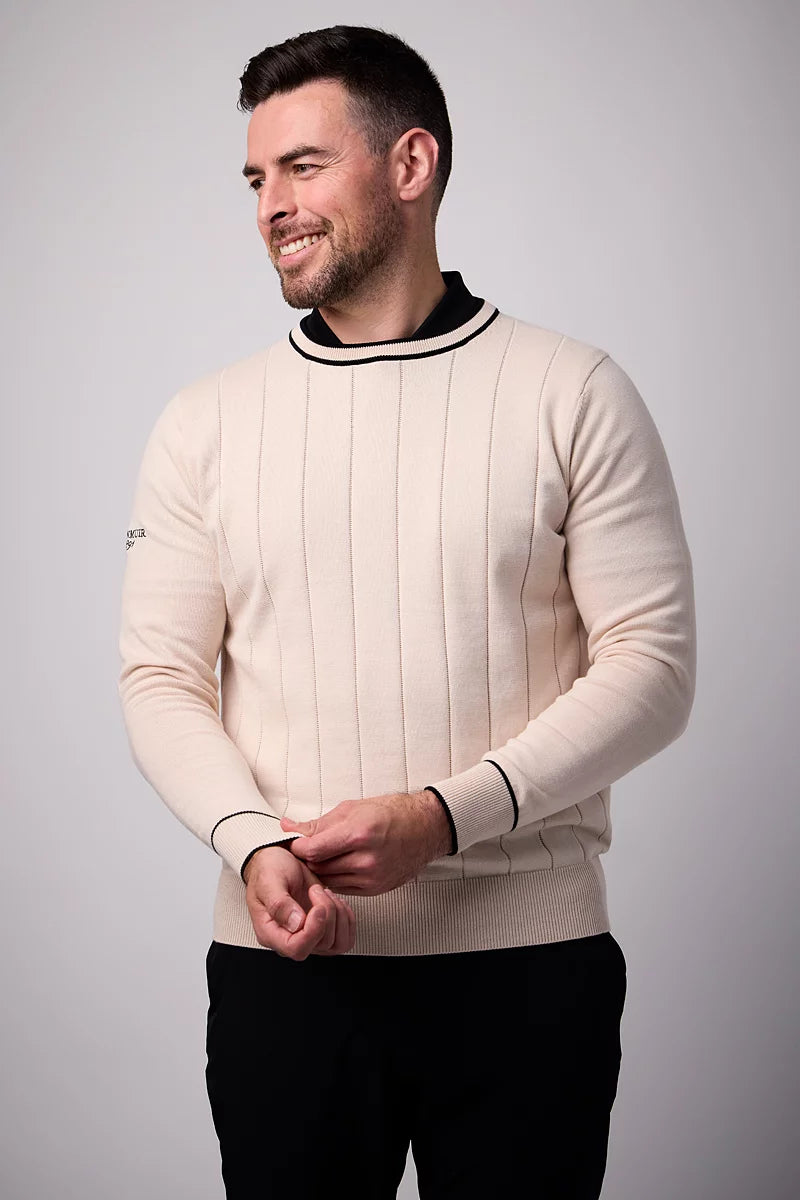 Mens Ratho crew Neck Vertical Stitch Cotton Lightweight Golf Sweater