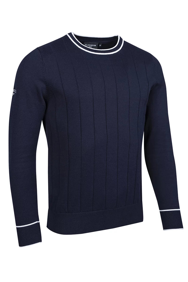 Mens Ratho crew Neck Vertical Stitch Cotton Lightweight Golf Sweater