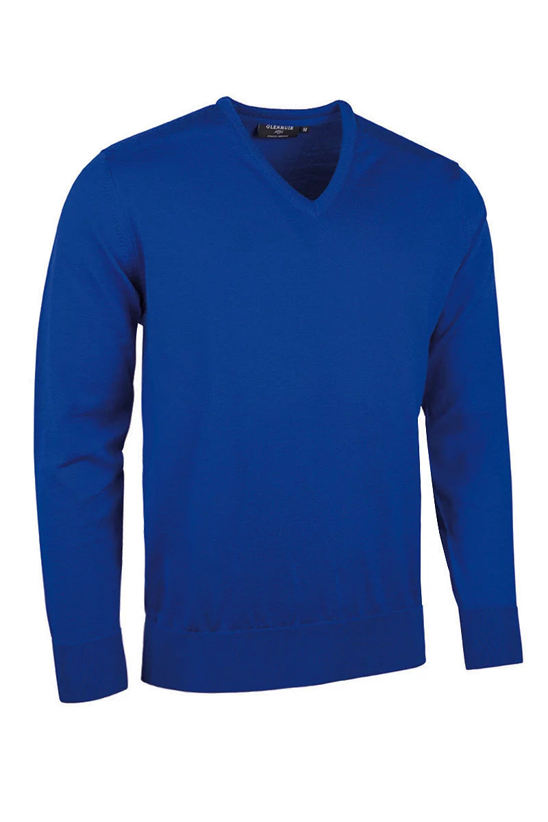 Mens V Neck Merino Wool Lightweight Wilkie Golf Sweater