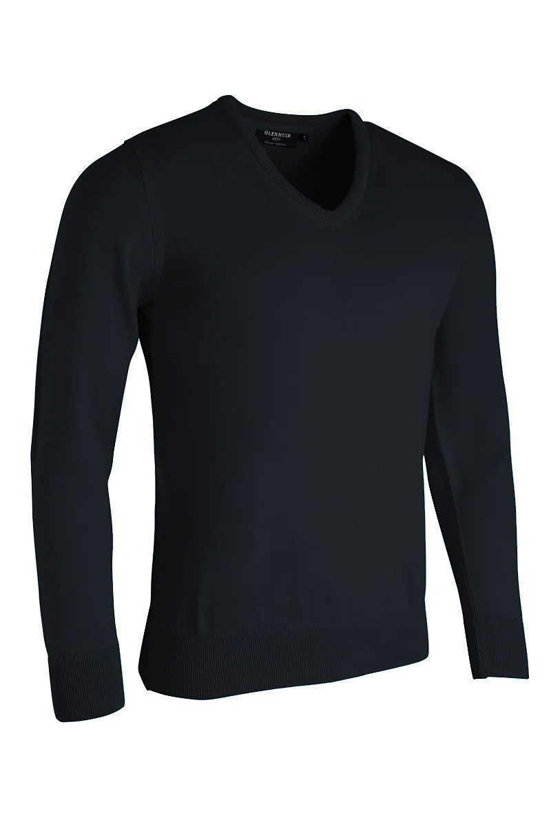 Mens V Neck Merino Wool Lightweight Wilkie Golf Sweater