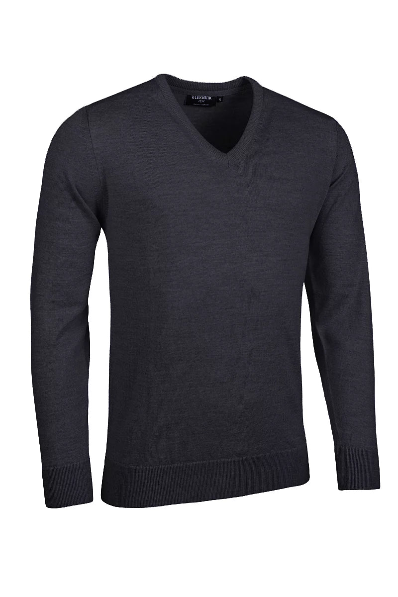 Mens V Neck Merino Wool Lightweight Wilkie Golf Sweater