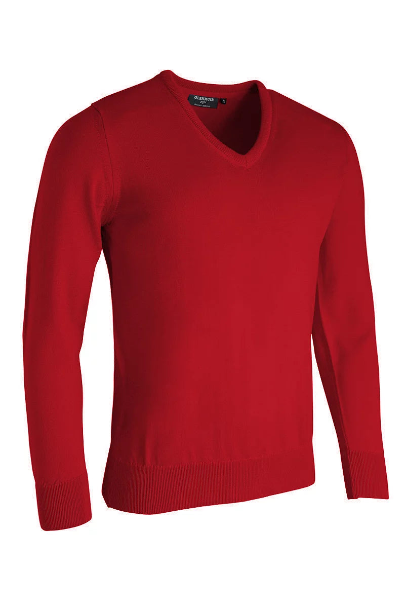 Mens V Neck Merino Wool Lightweight Wilkie Golf Sweater