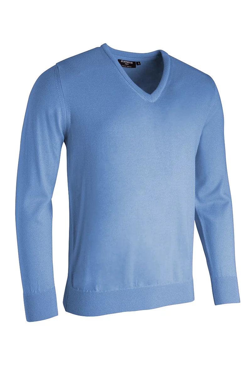 Mens V Neck Merino Wool Lightweight Wilkie Golf Sweater
