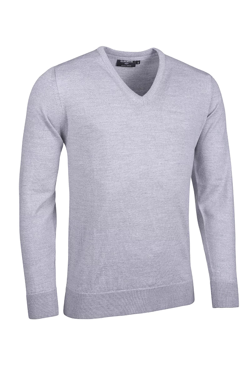 Mens V Neck Merino Wool Lightweight Wilkie Golf Sweater