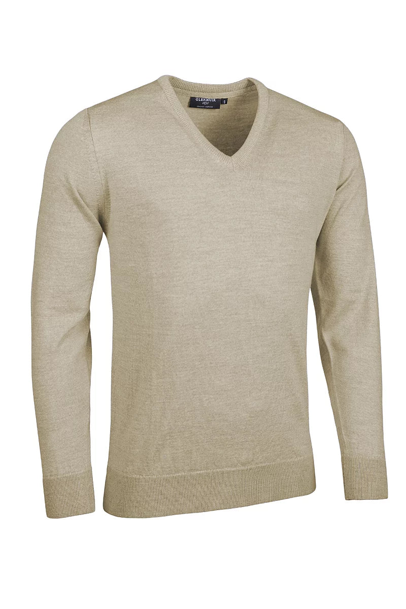 Mens V Neck Merino Wool Lightweight Wilkie Golf Sweater