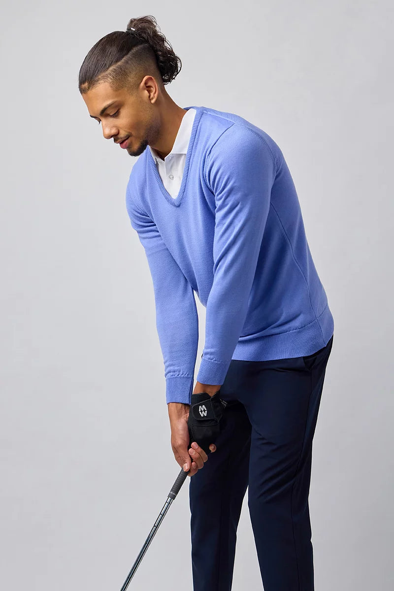 Mens V Neck Merino Wool Lightweight Wilkie Golf Sweater