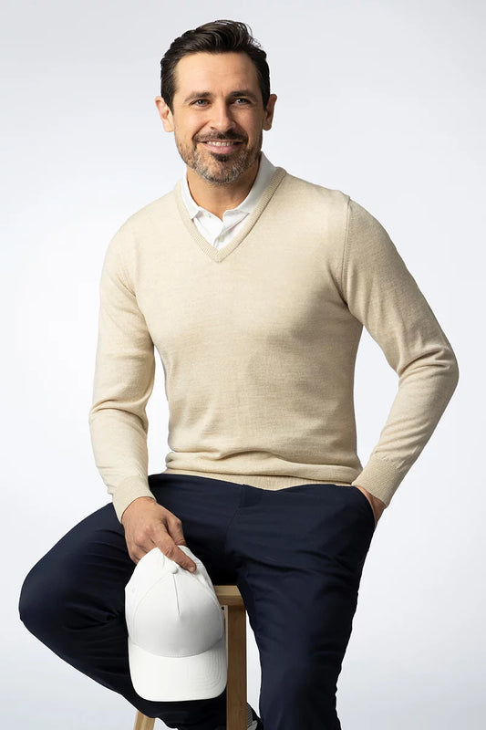 Mens V Neck Merino Wool Lightweight Wilkie Sweater