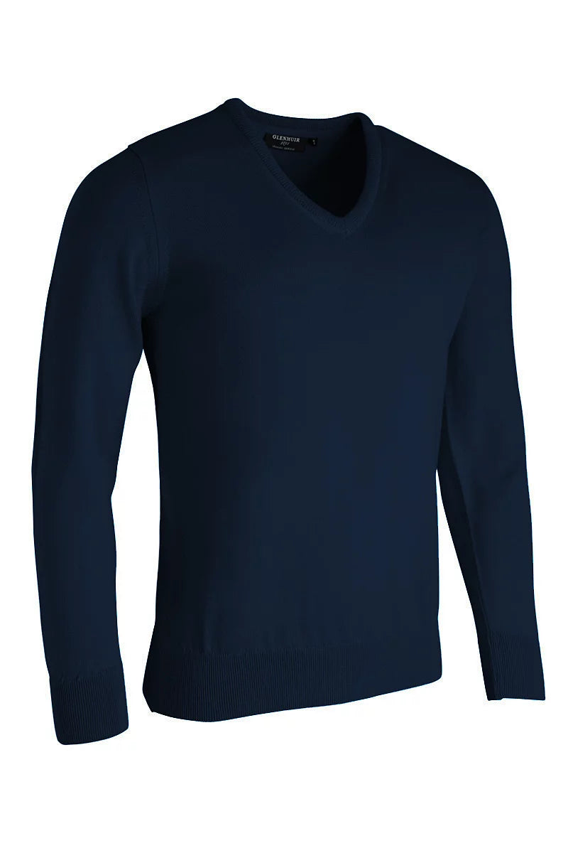 Mens V Neck Merino Wool Lightweight Wilkie Golf Sweater