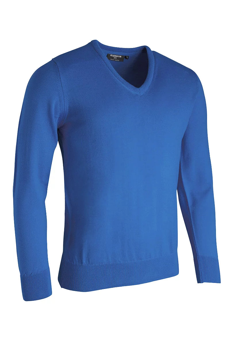Mens V Neck Merino Wool Lightweight Wilkie Golf Sweater