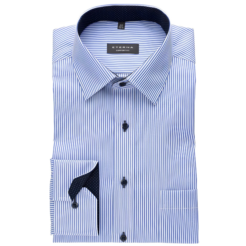 8992 E15P 16 Blue | Blue Pattern Shirt | Eterna Comfort Fit Shirts | Mens Pattern Shirt | Patterned Shirts Men | Patterned Shirts