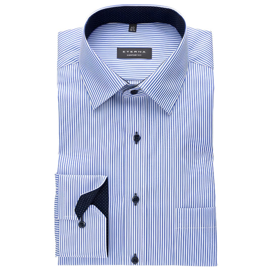8992 E15P 16 Blue | Blue Pattern Shirt | Eterna Comfort Fit Shirts | Mens Pattern Shirt | Patterned Shirts Men | Patterned Shirts