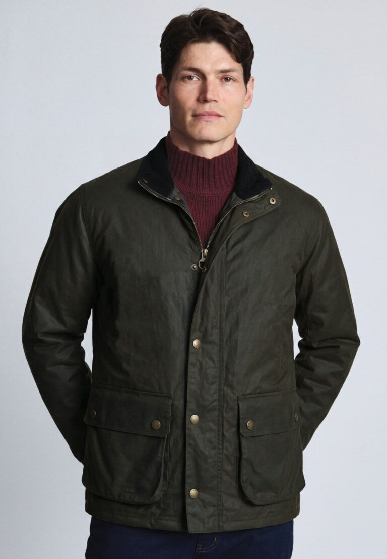 Berkley Dark Olive Padded Waxed Cotton Jacket