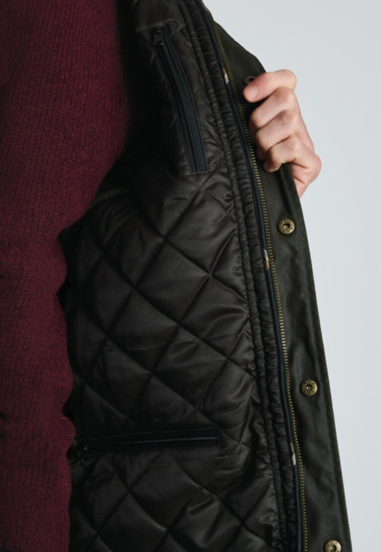 Berkley Dark Olive Padded Waxed Cotton Jacket