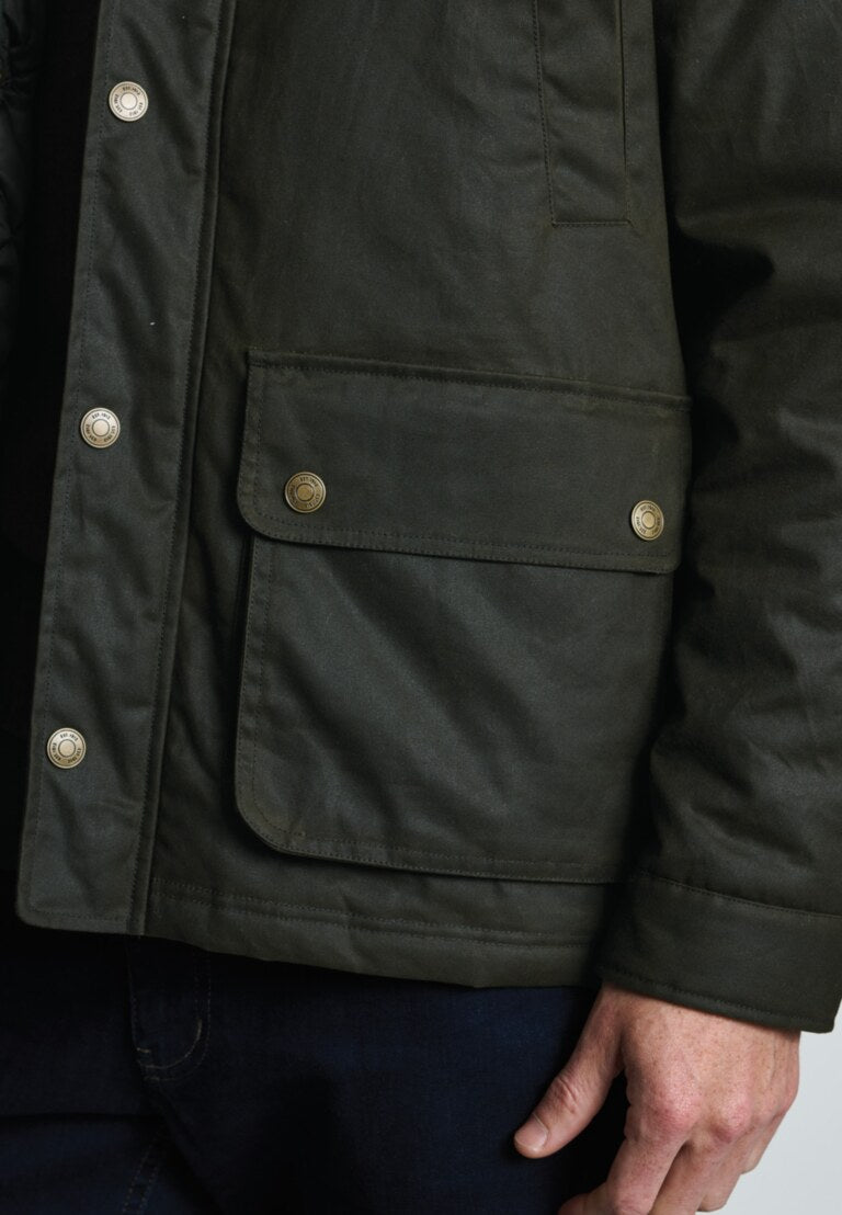 Berkley Dark Olive Padded Waxed Cotton Jacket