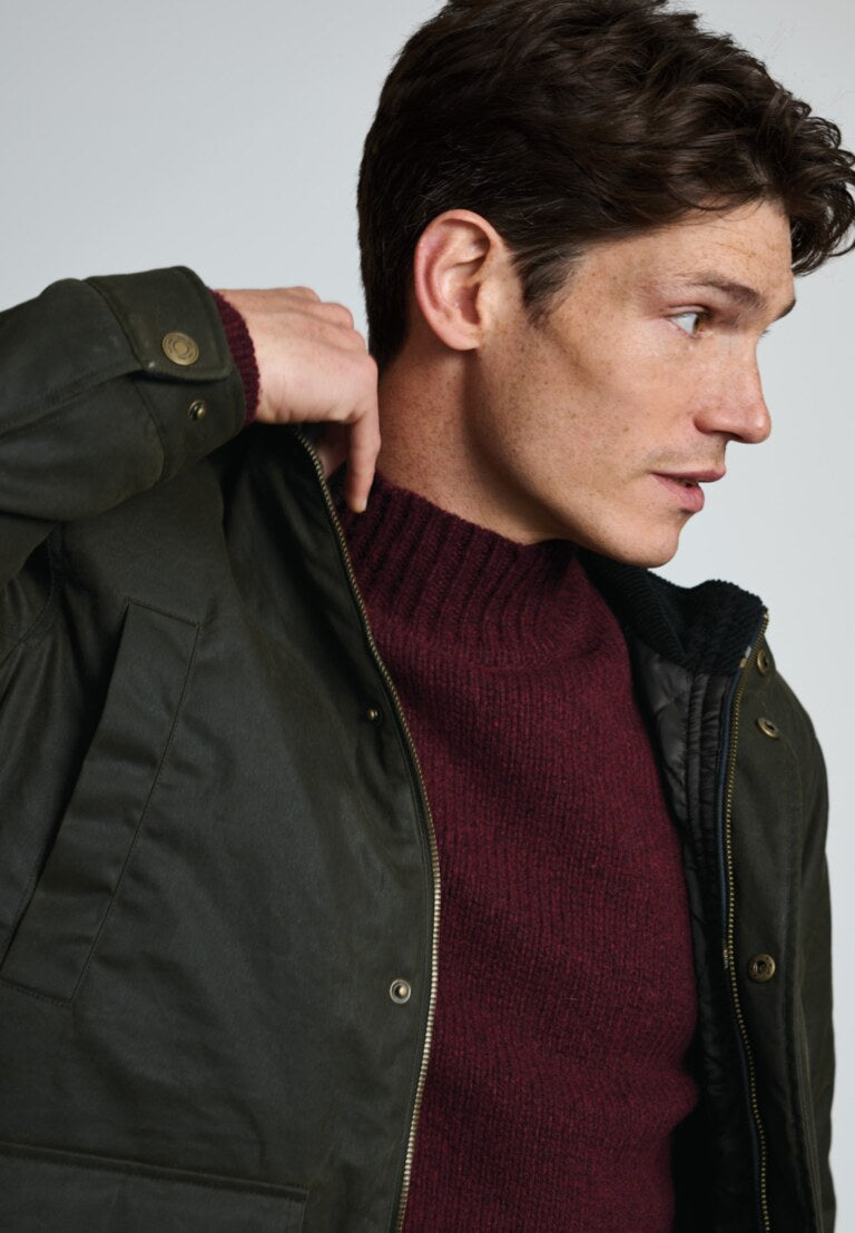 Berkley Dark Olive Padded Waxed Cotton Jacket