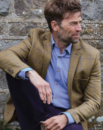 Brook Taverner Tailored Fit Breedon Fern Check Wool Jacket