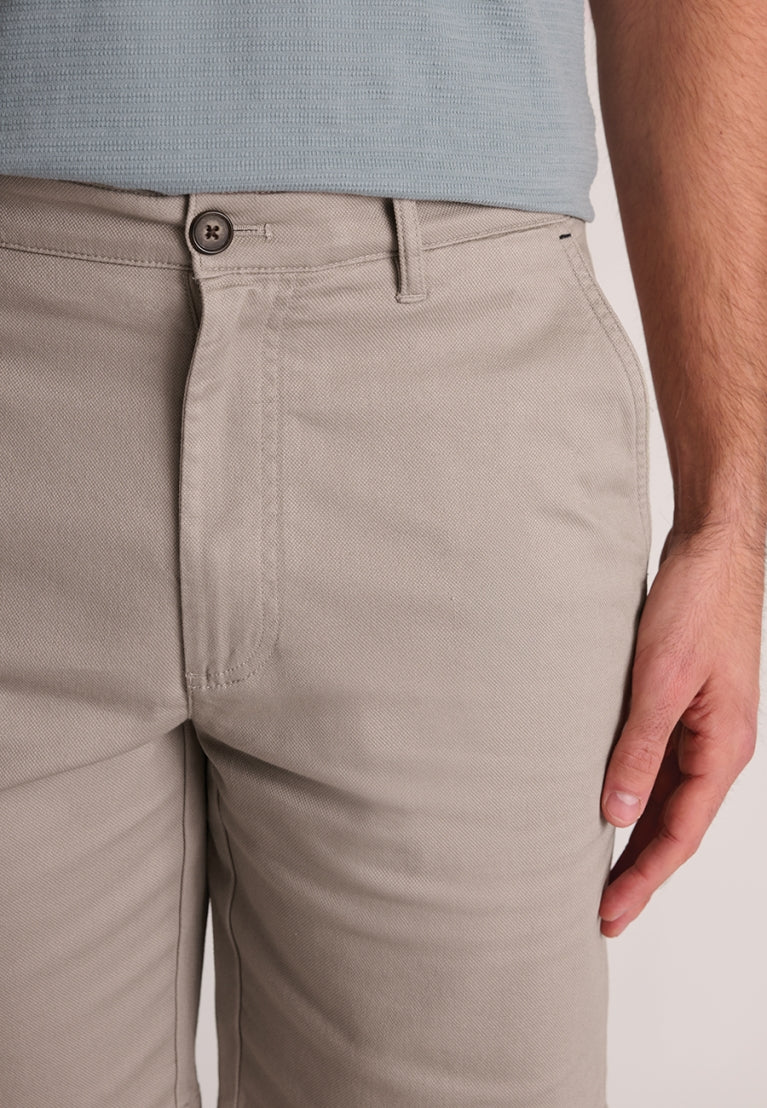 Brosnan Textured Stretch Cotton Regular Fit Chino Shorts